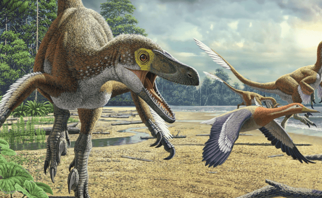 imagen de un Velociraptor cazando