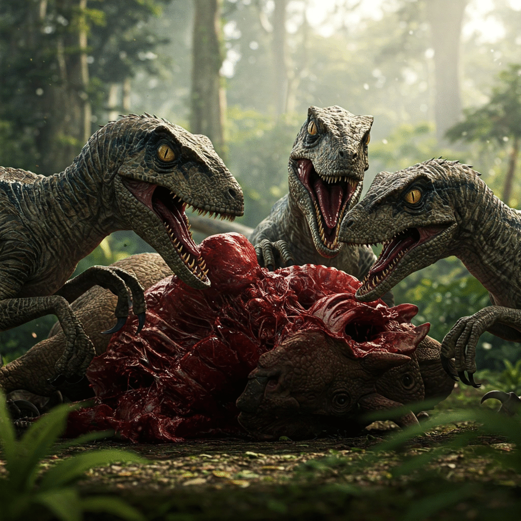Velociraptores comiendo